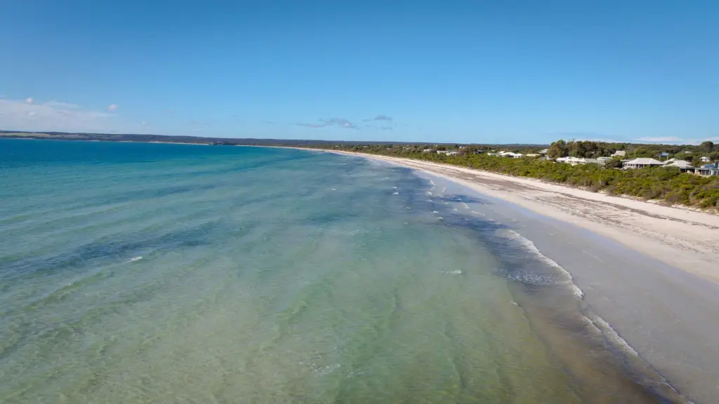 Aerial view of Island Beach and its turquoise shallows